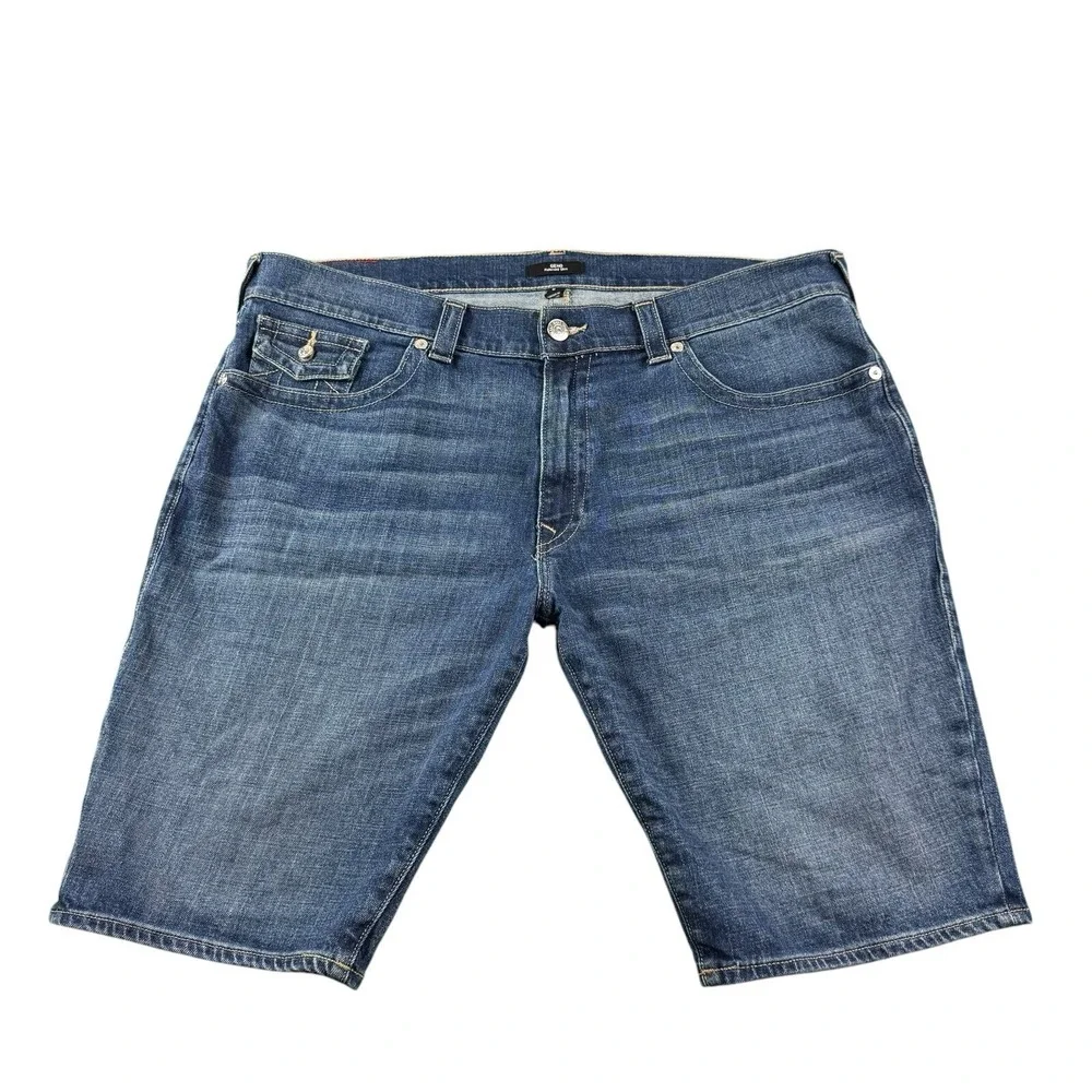 True Religion Geno Relaxed Slim Mens Denim Shorts Blue Size 40